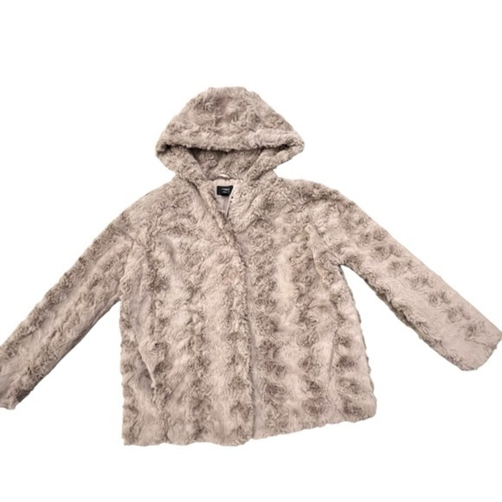 Forever 21 Jacket Coat Womens Small Faux Fur Sherpa Teddy Soft Brown Warm Snaps